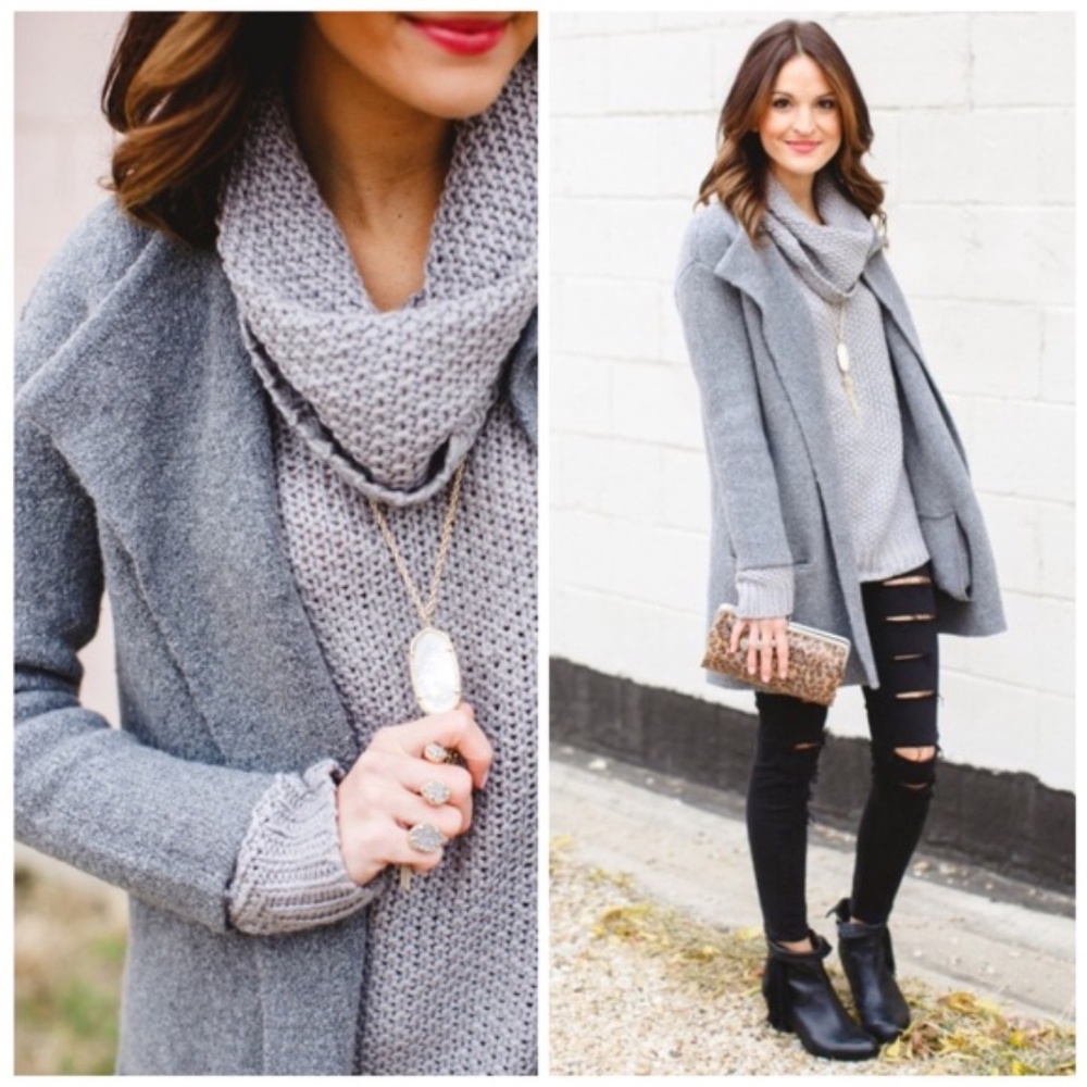 LOFT Gray Sweater Jacket